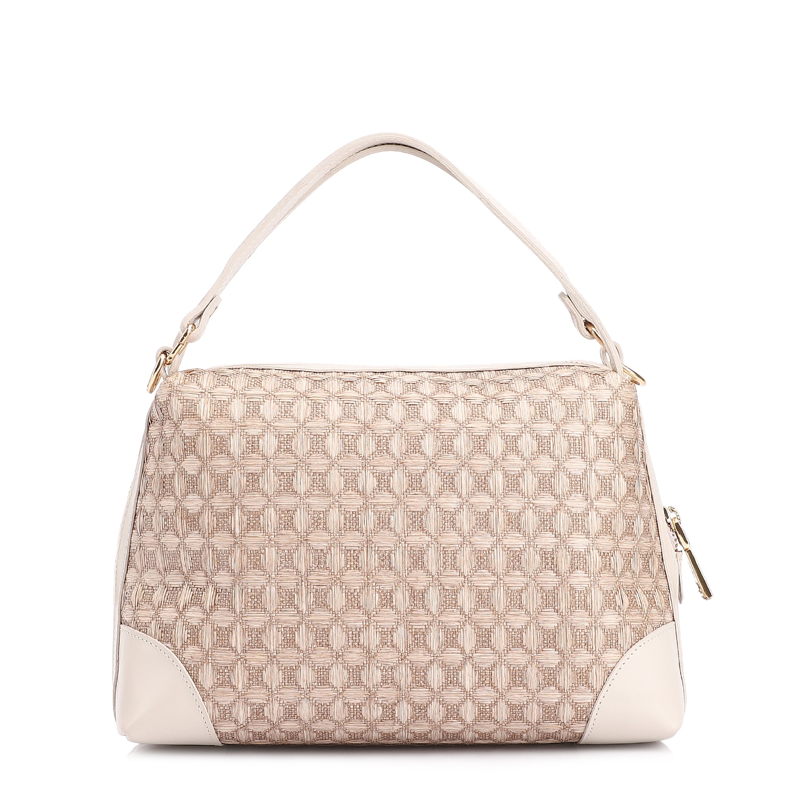Bolsa De Mão Ráfia Mosaico Off White