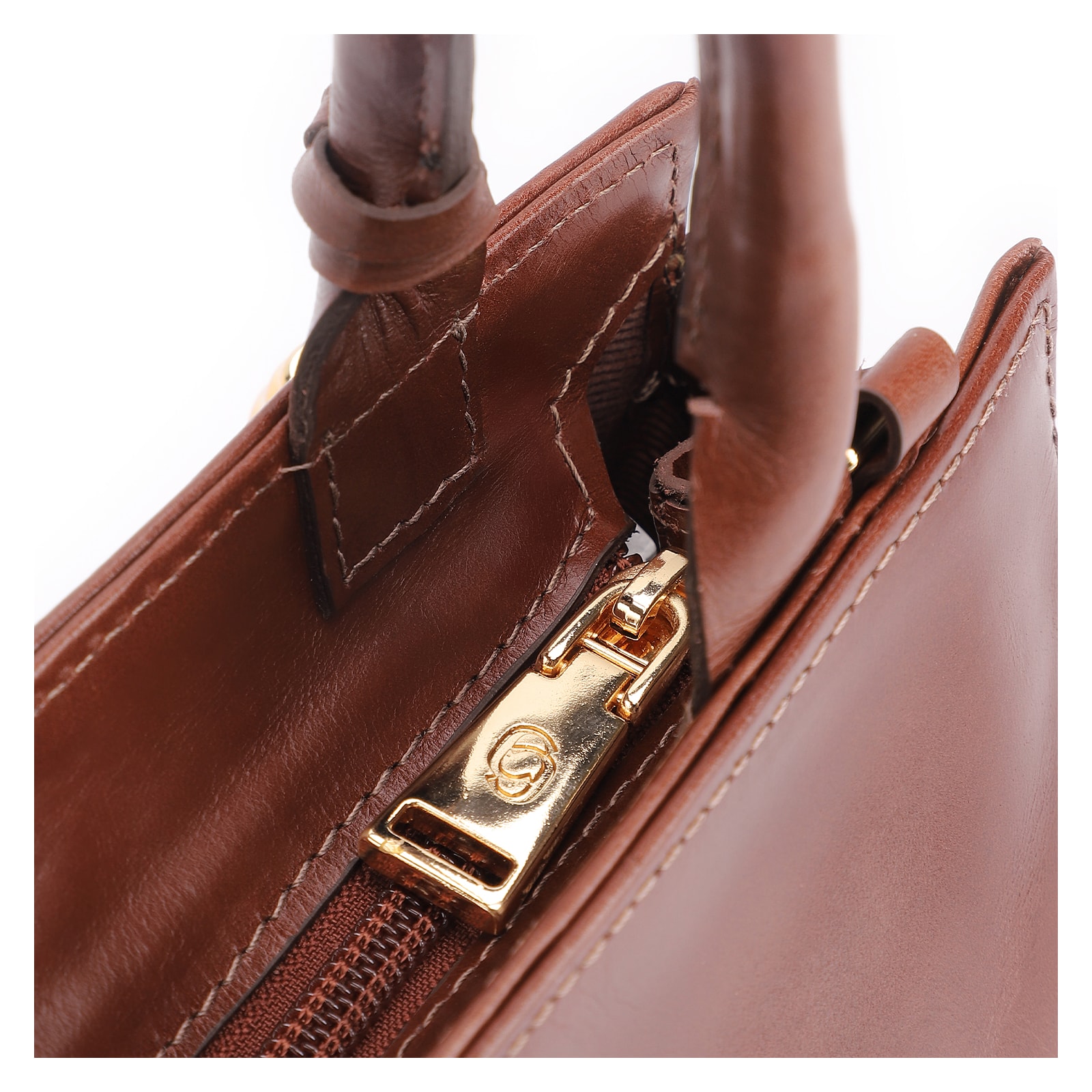 Bolsa De Mão Tramado Couro Marrom