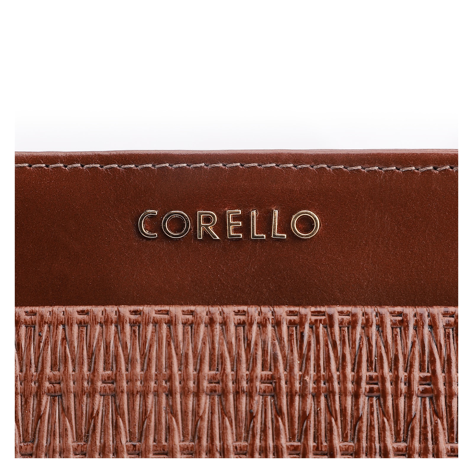 Bolsa De Mão Tramado Couro Marrom