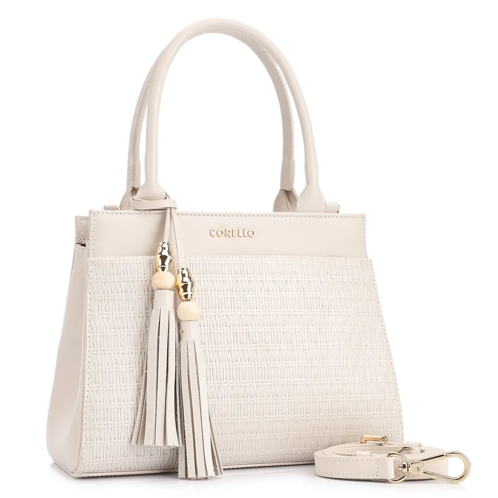 Bolsa De Mão Tramado Couro Off White - imagem 2
