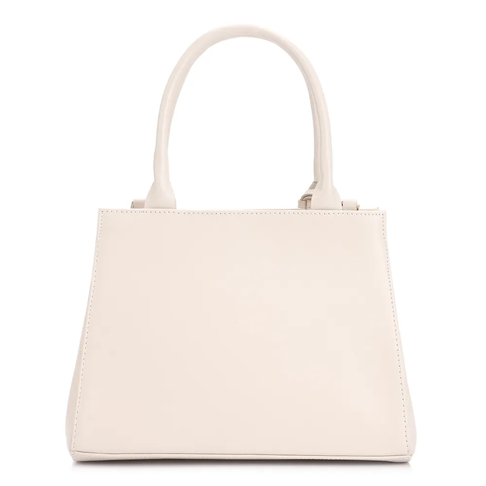 Bolsa De Mão Tramado Couro Off White - imagem 3