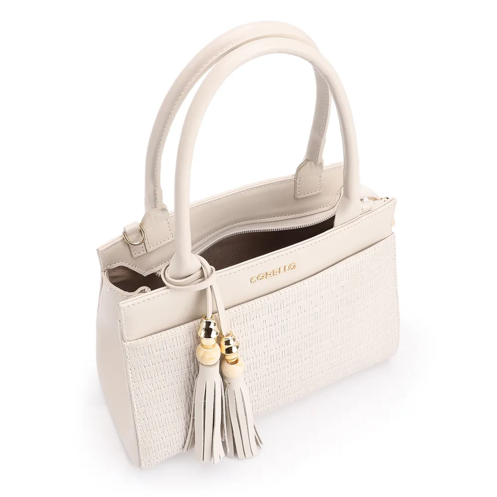 Bolsa De Mão Tramado Couro Off White - imagem 4
