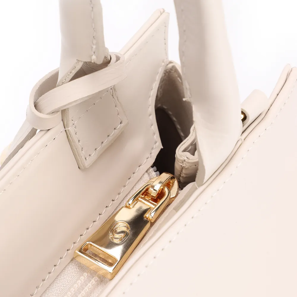 Bolsa De Mão Tramado Couro Off White - imagem 5
