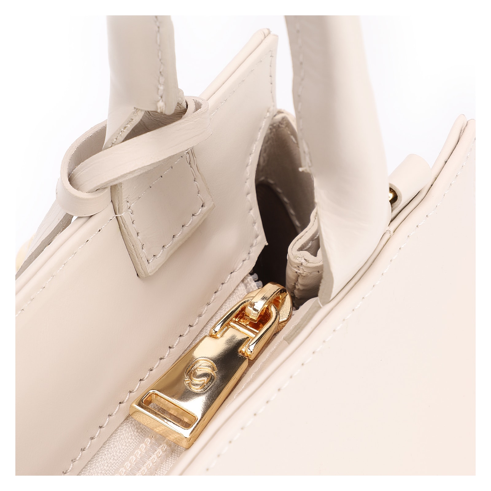 Bolsa De Mão Tramado Couro Off White