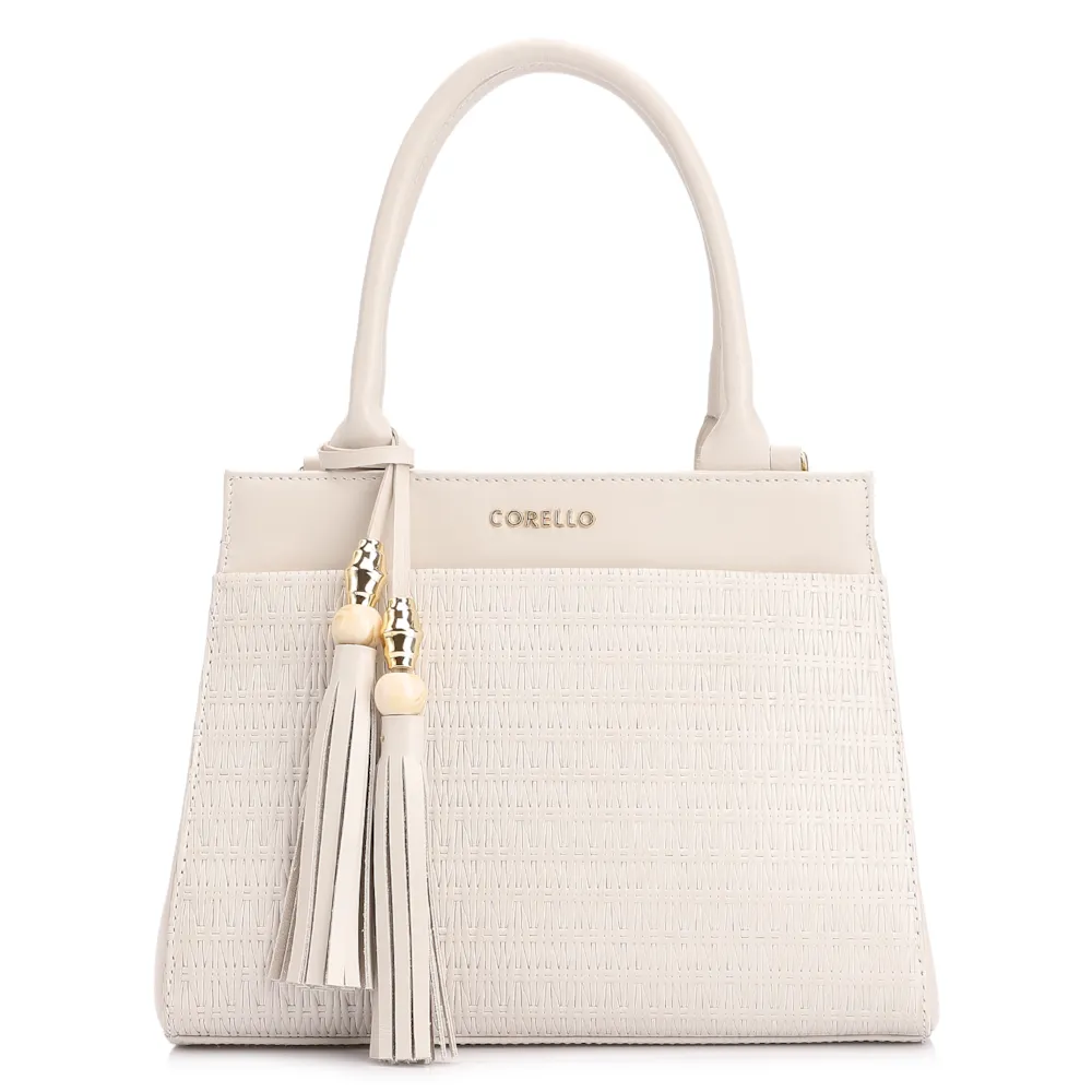 Bolsa De Mão Tramado Couro Off White