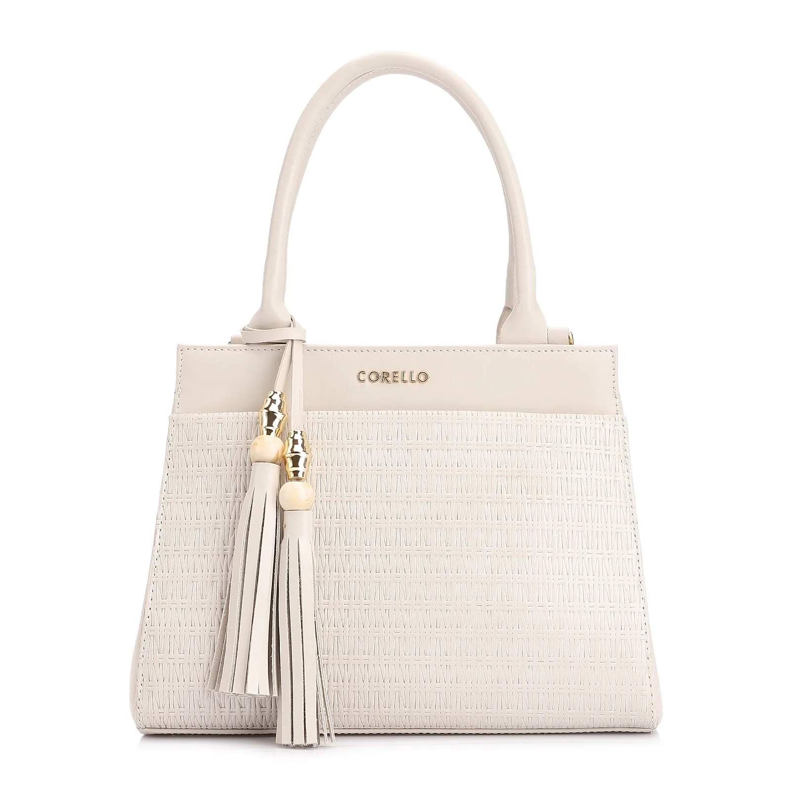 Bolsa De Mão Tramado Couro Off White