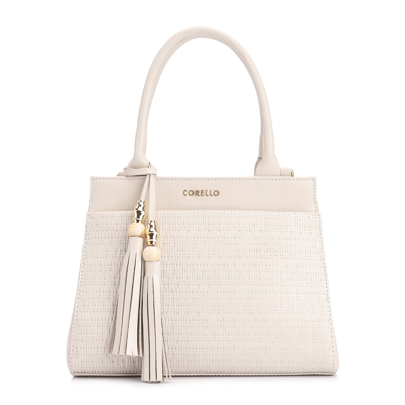 Bolsa De Mão Tramado Couro Off White