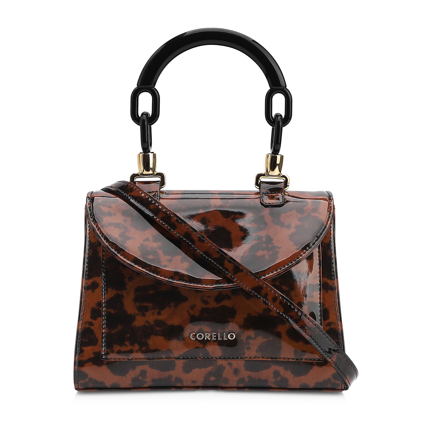 Bolsa De Mão Verniz Tartaruga