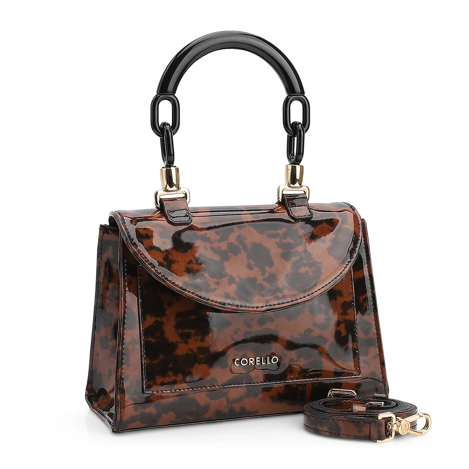 Bolsa De Mão Verniz Tartaruga