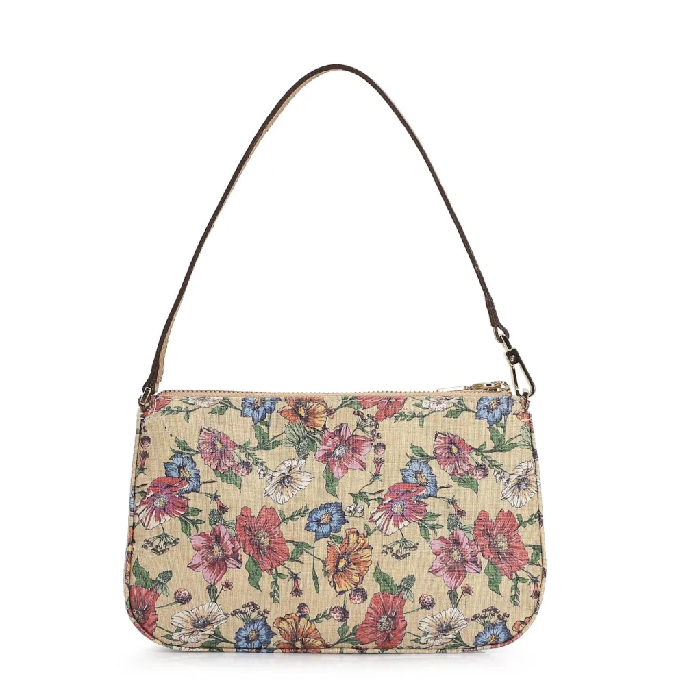 Bolsa De Ombro Alt Floral/Couro Bege - imagem 4