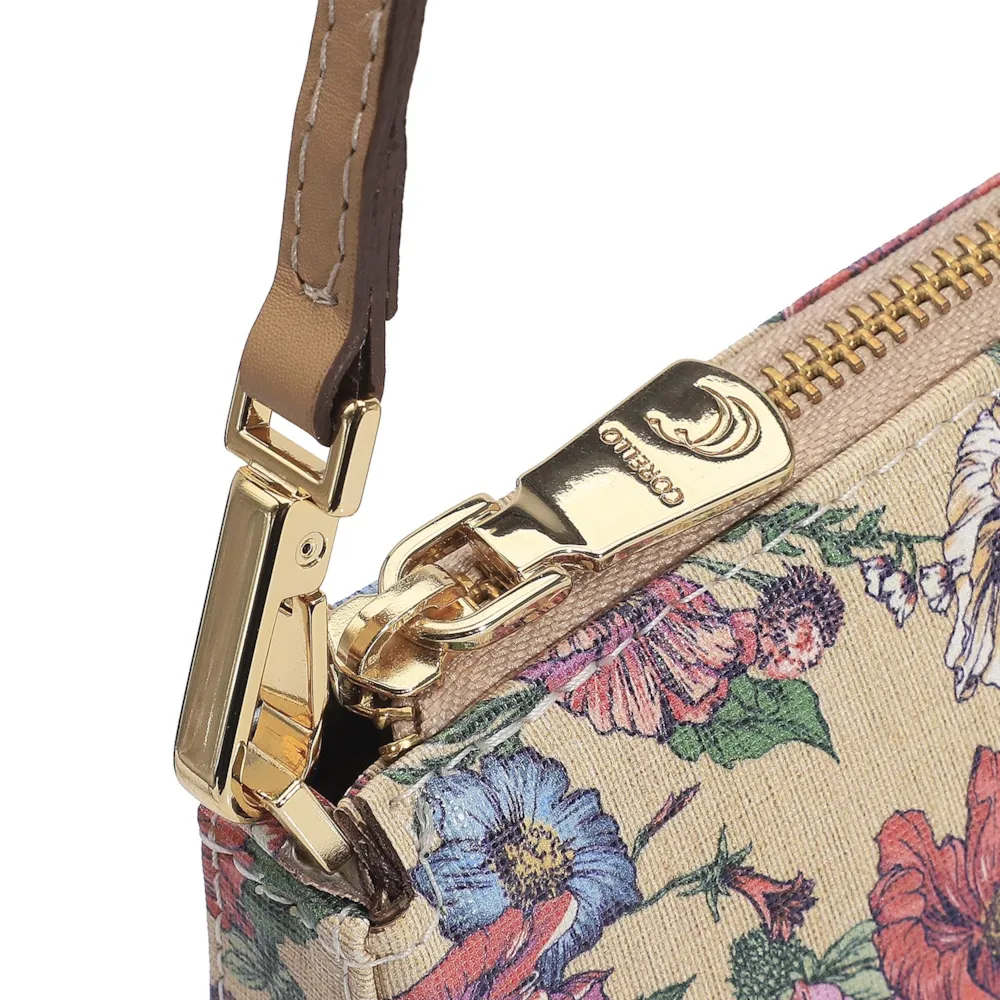 Bolsa De Ombro Alt Floral/Couro Bege - imagem 7