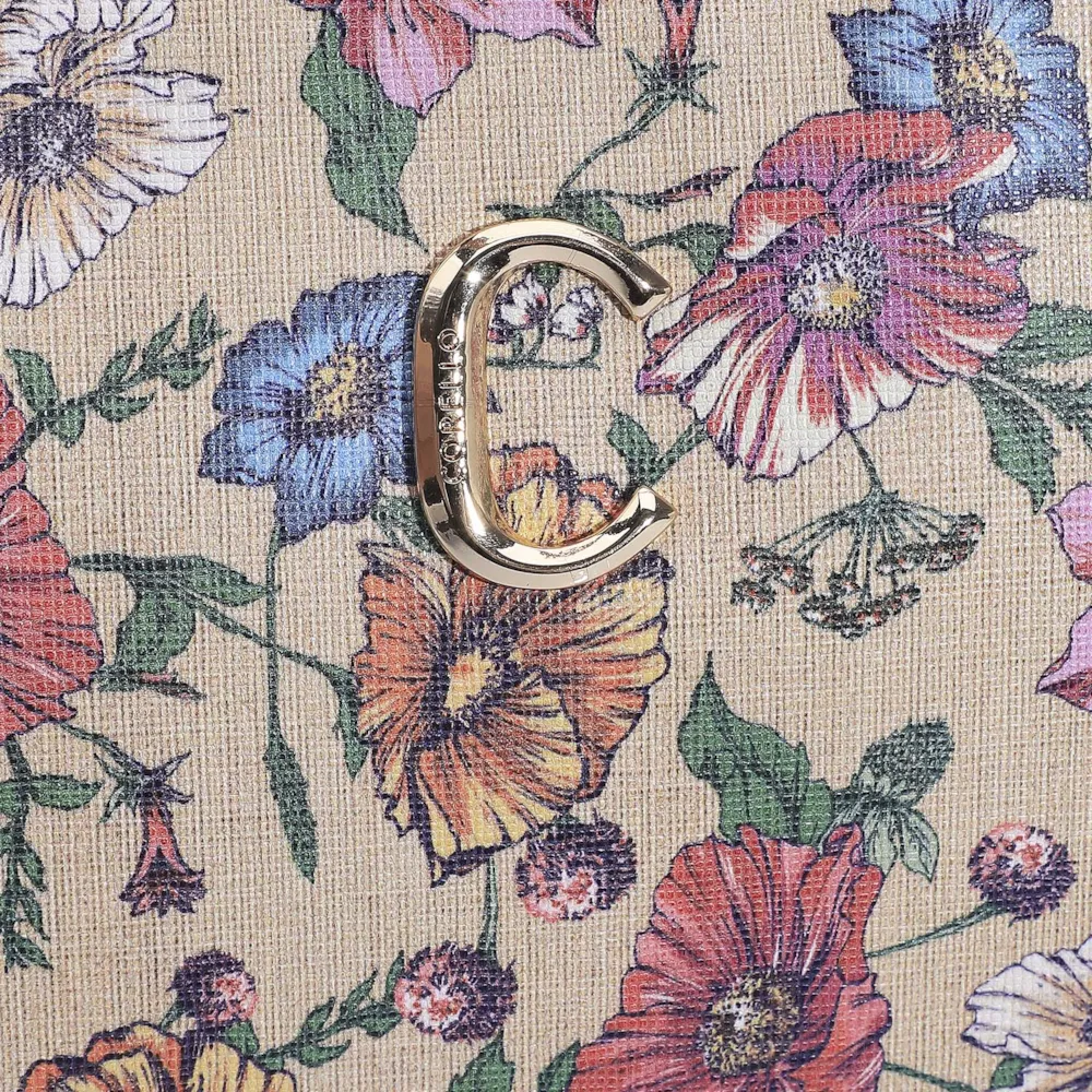 Bolsa De Ombro Alt Floral/Couro Bege - imagem 8