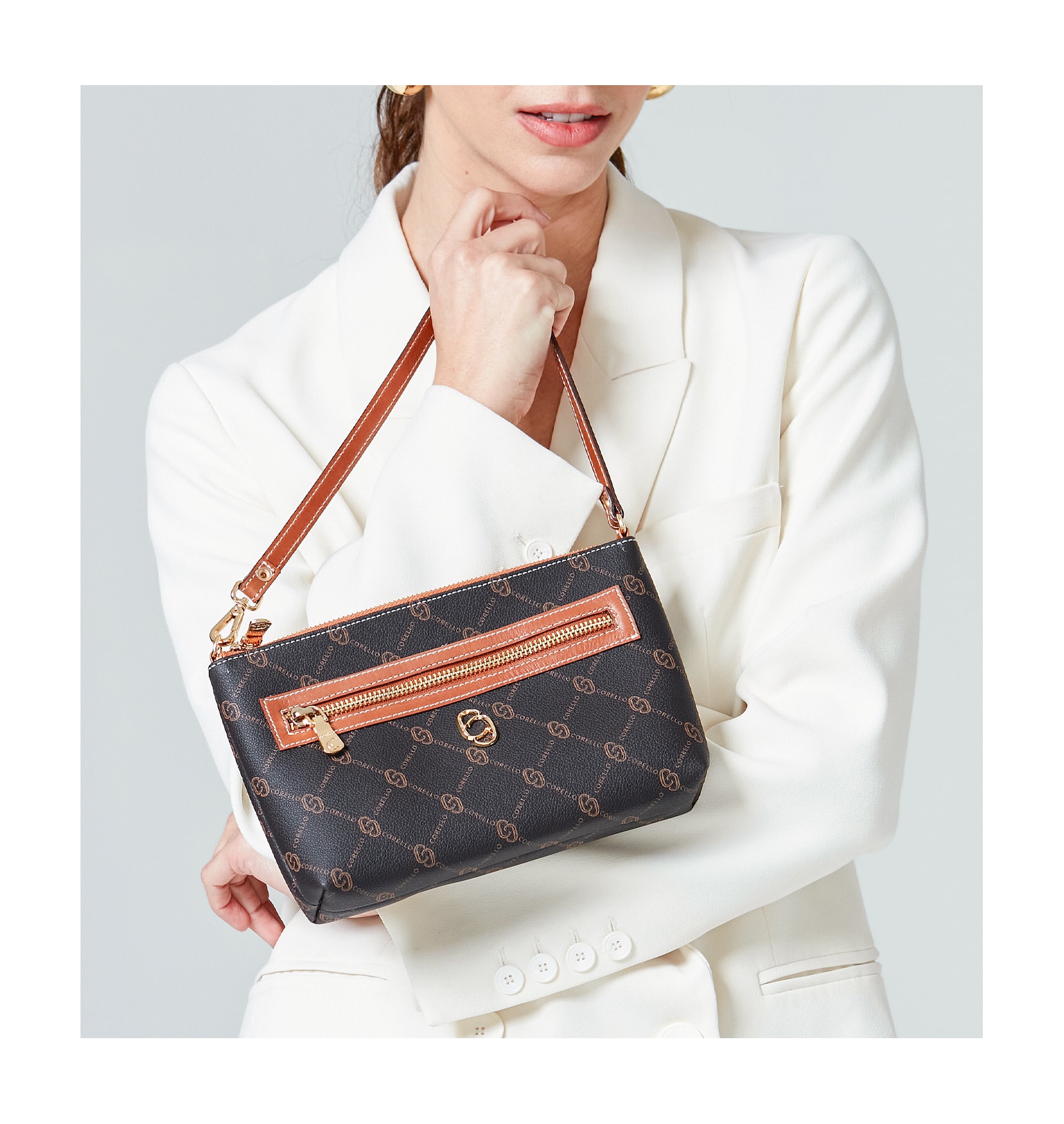 Bolsa De Ombro Alt Monograma Marrom