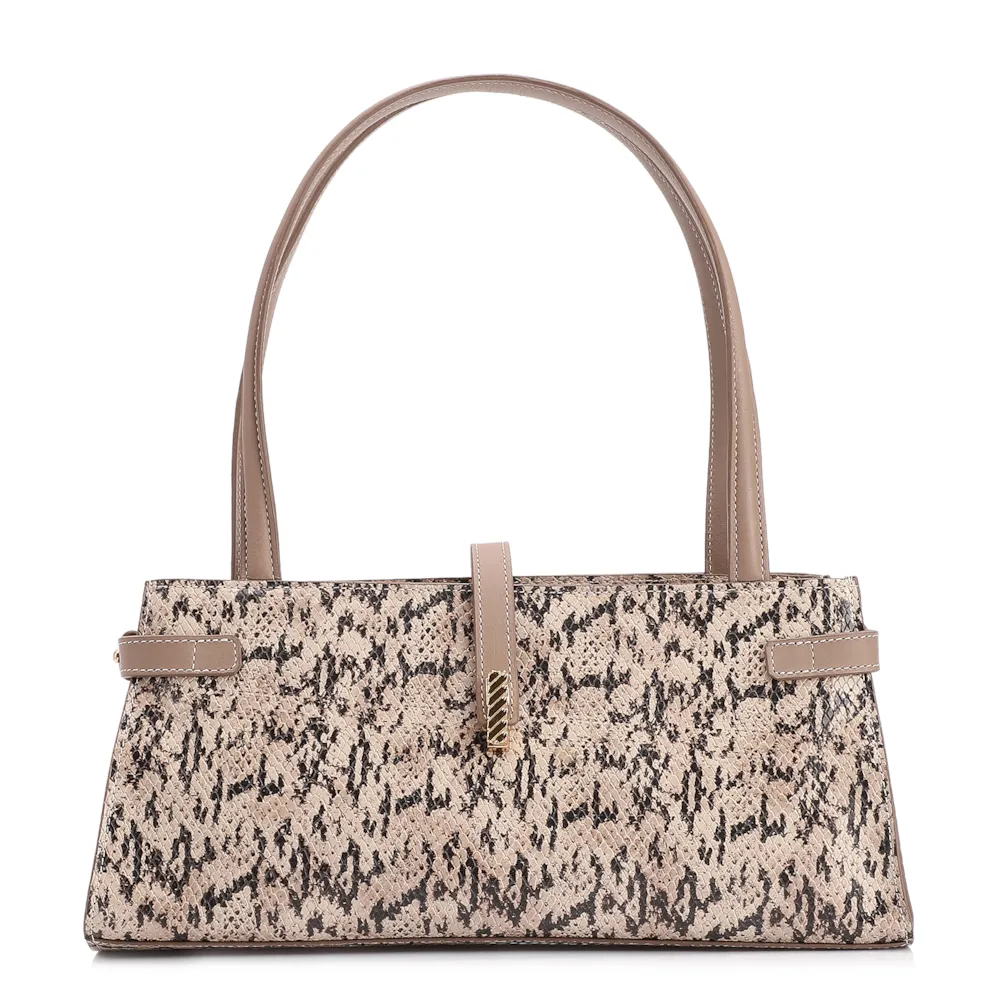  Bolsa De Ombro Alt Python Bege /Couro Bege