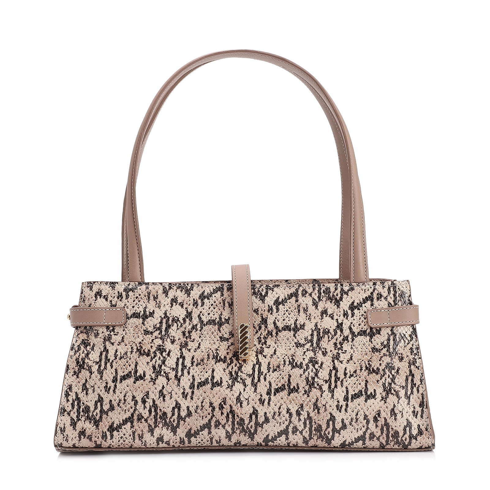 Bolsa De Ombro Alt Python Bege /Couro Bege