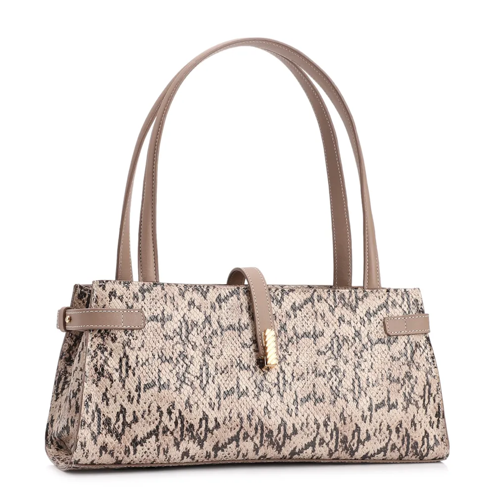  Bolsa De Ombro Alt Python Bege /Couro Bege - imagem 3