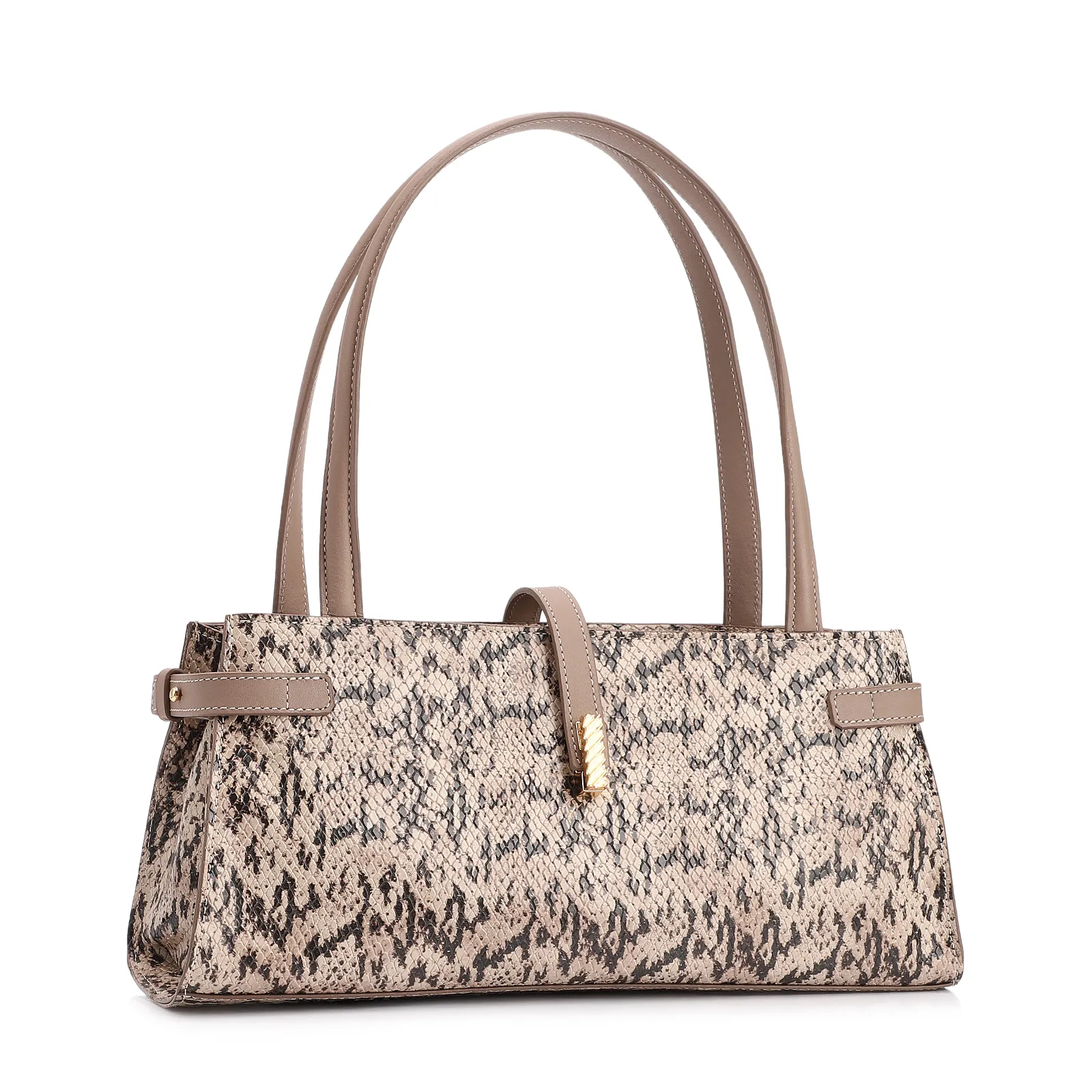 Bolsa De Ombro Alt Python Bege /Couro Bege