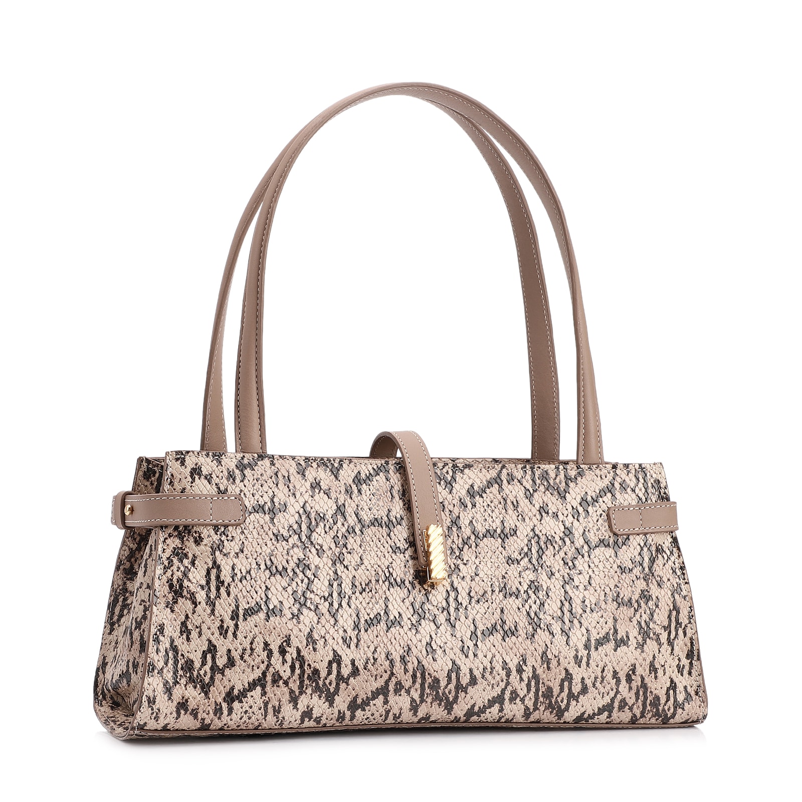 Bolsa De Ombro Alt Python Bege /Couro Bege