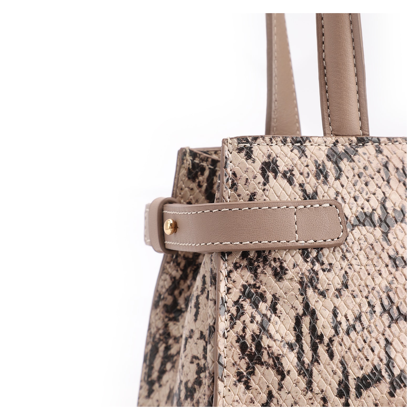 Bolsa De Ombro Alt Python Bege /Couro Bege