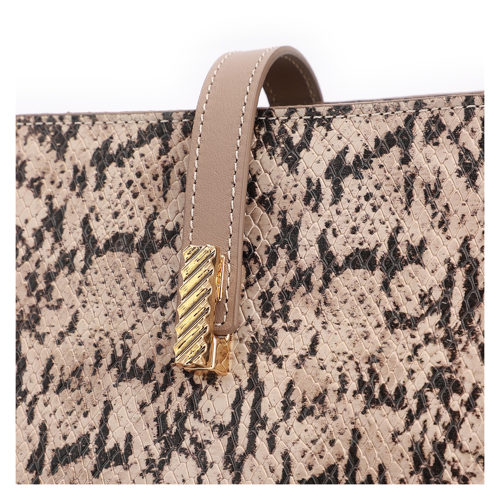Bolsa De Ombro Alt Python Bege /Couro Bege