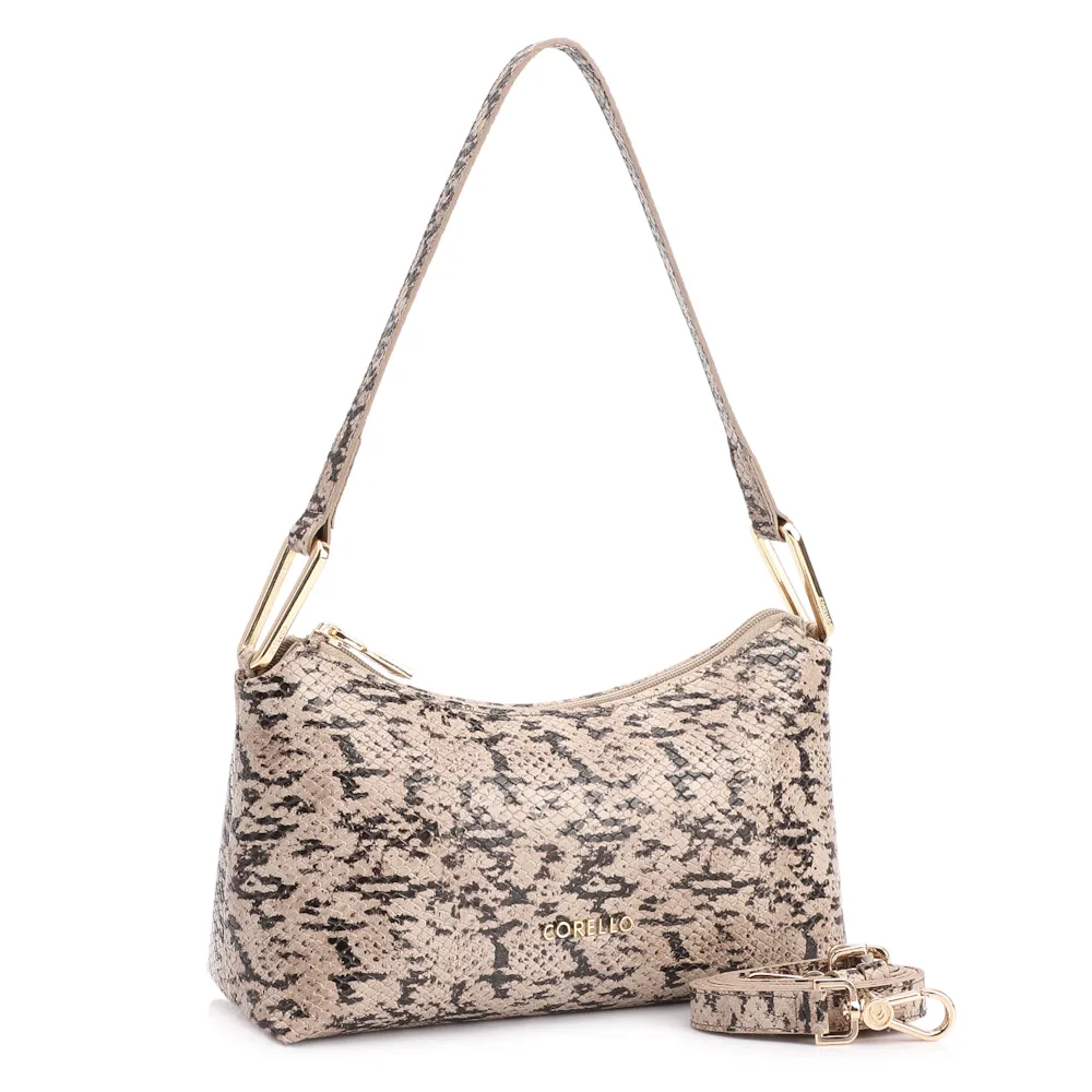  Bolsa De Ombro Alt Python Bege /Preta - imagem 3