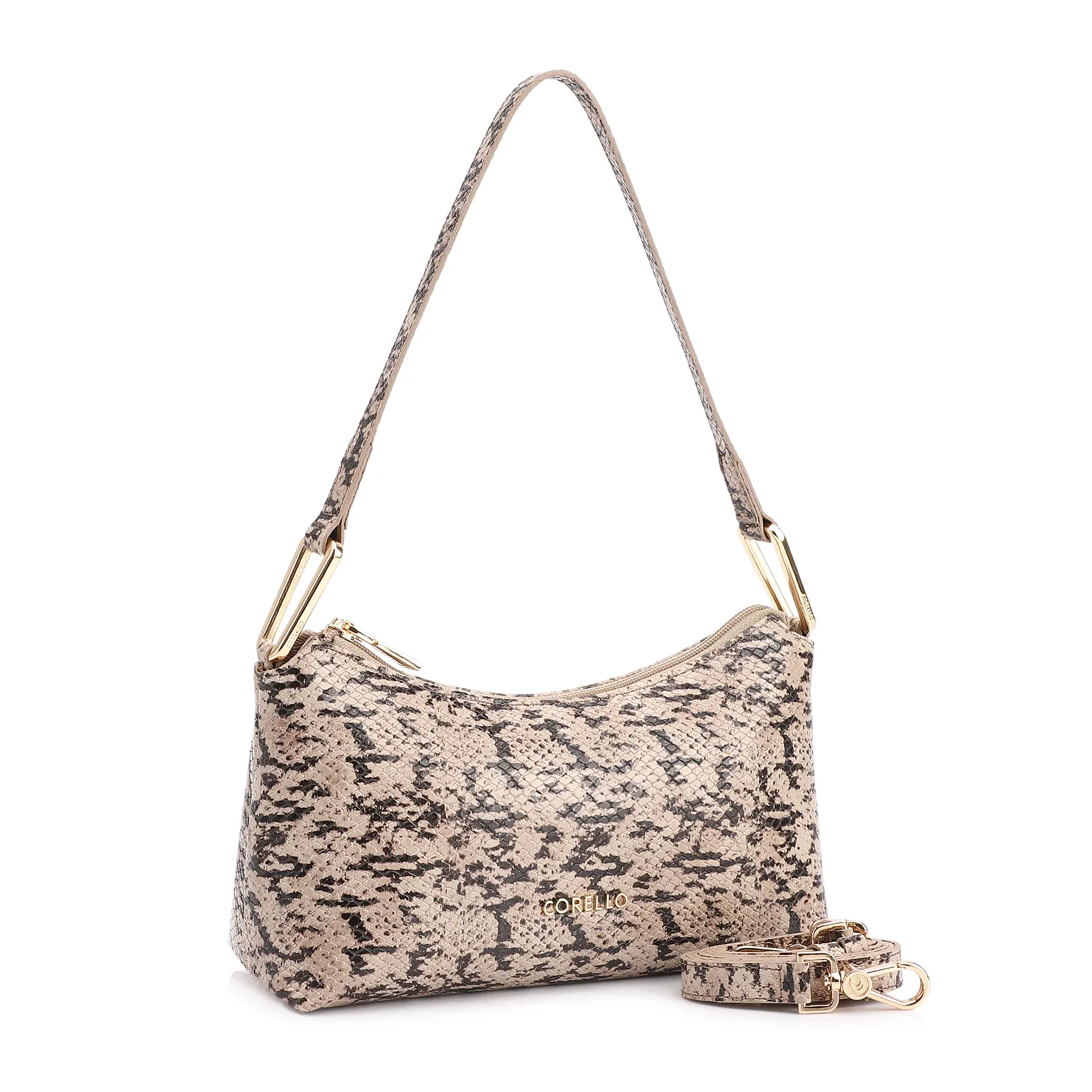  Bolsa De Ombro Alt Python Bege /Preta