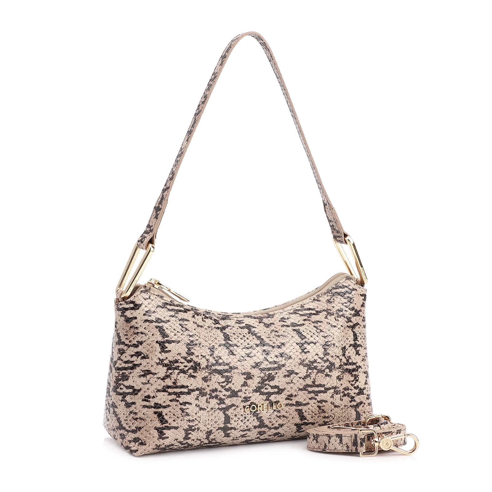  Bolsa De Ombro Alt Python Bege /Preta