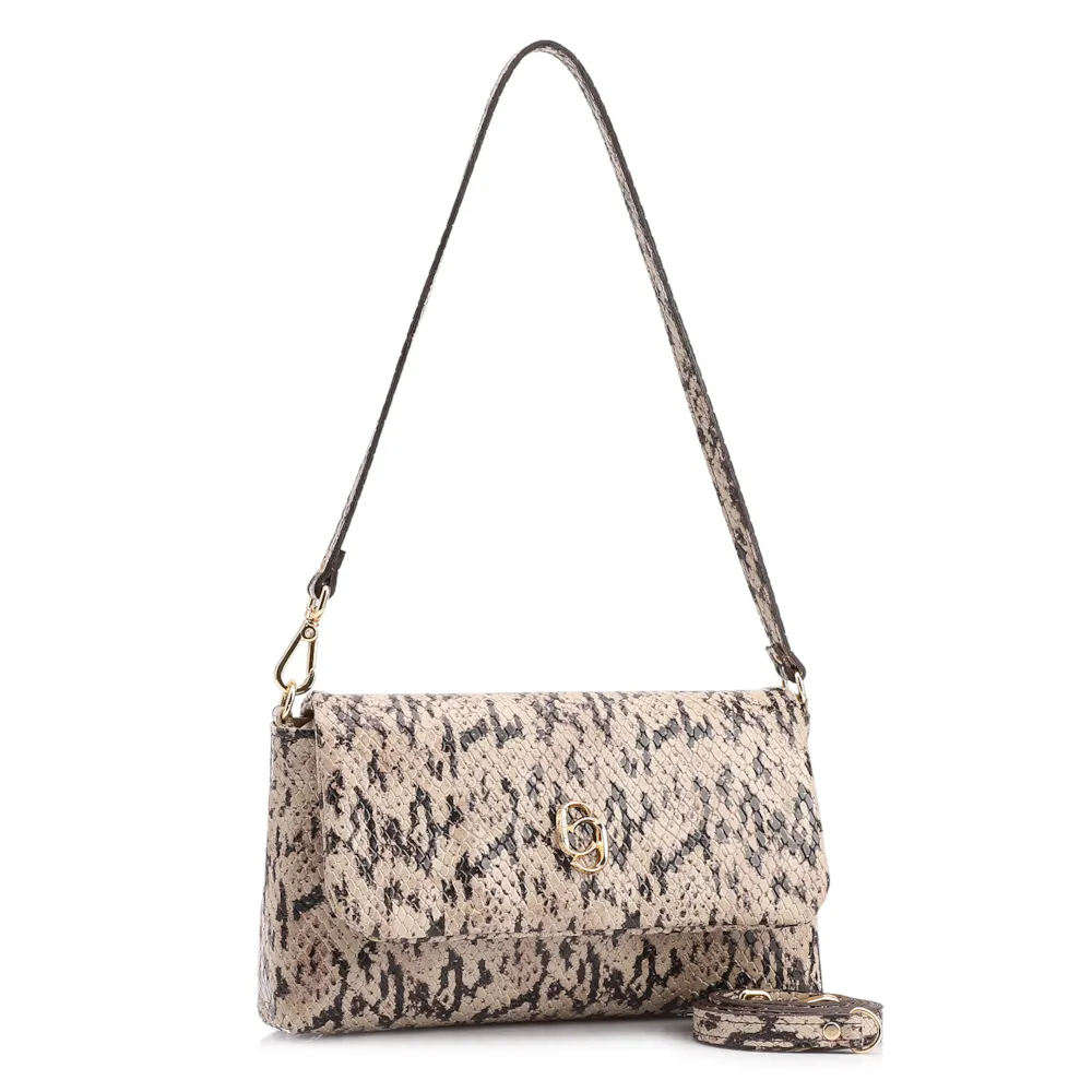 Bolsa De Ombro Alt Python Bege/Preto - imagem 3