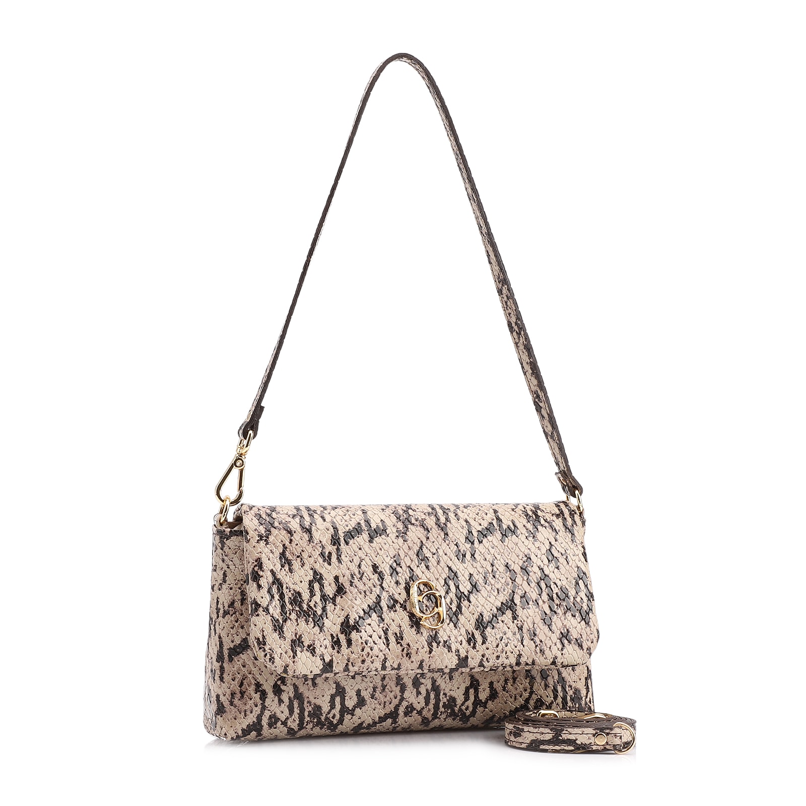 Bolsa De Ombro Alt Python Bege/Preto