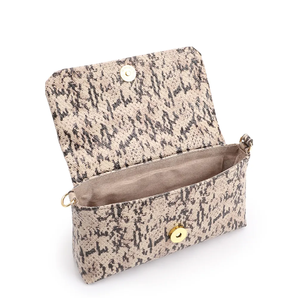 Bolsa De Ombro Alt Python Bege/Preto - imagem 5