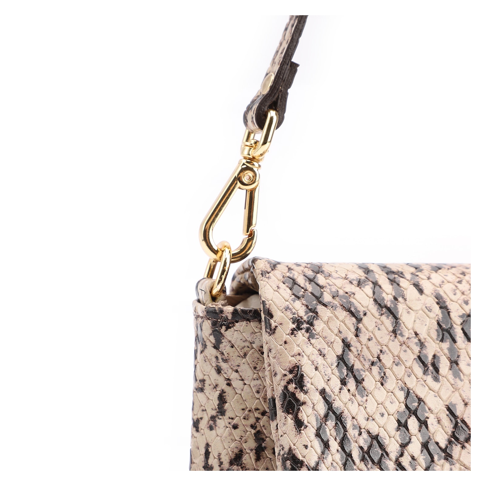 Bolsa De Ombro Alt Python Bege/Preto