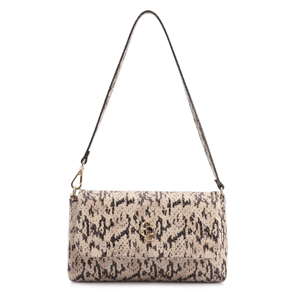 Bolsa De Ombro Alt Python Bege/Preto