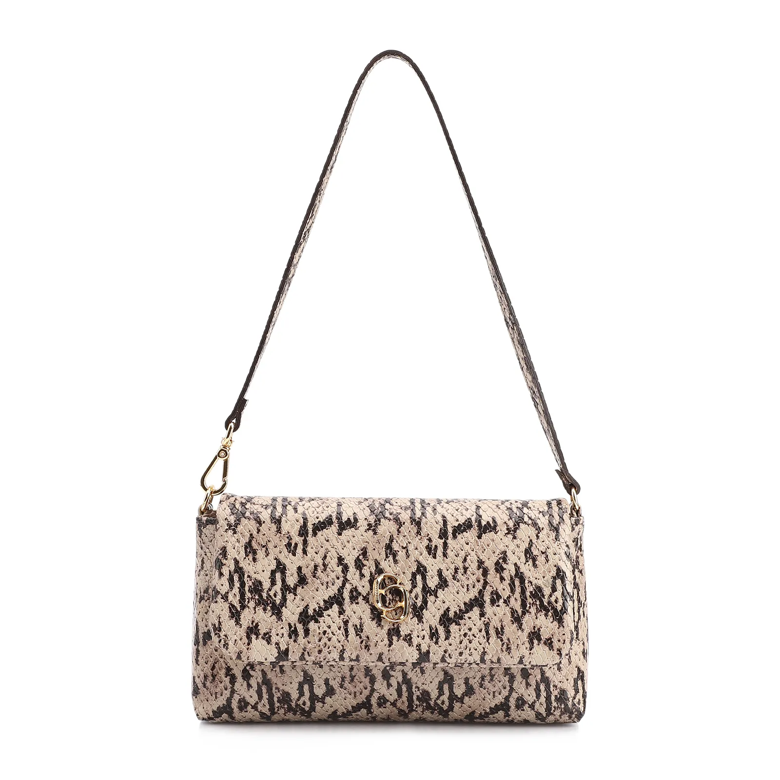 Bolsa De Ombro Alt Python Bege/Preto