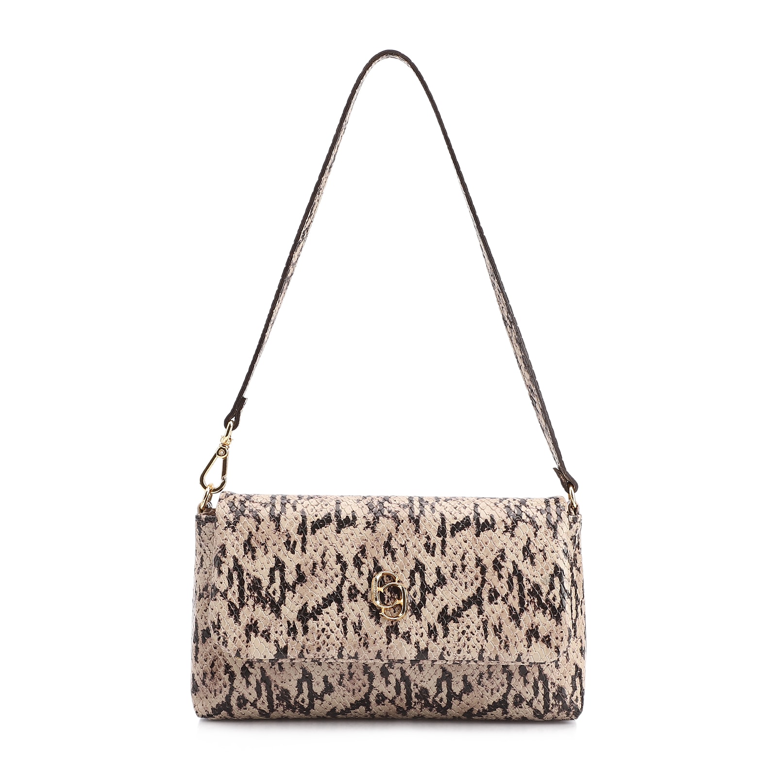 Bolsa De Ombro Alt Python Bege/Preto
