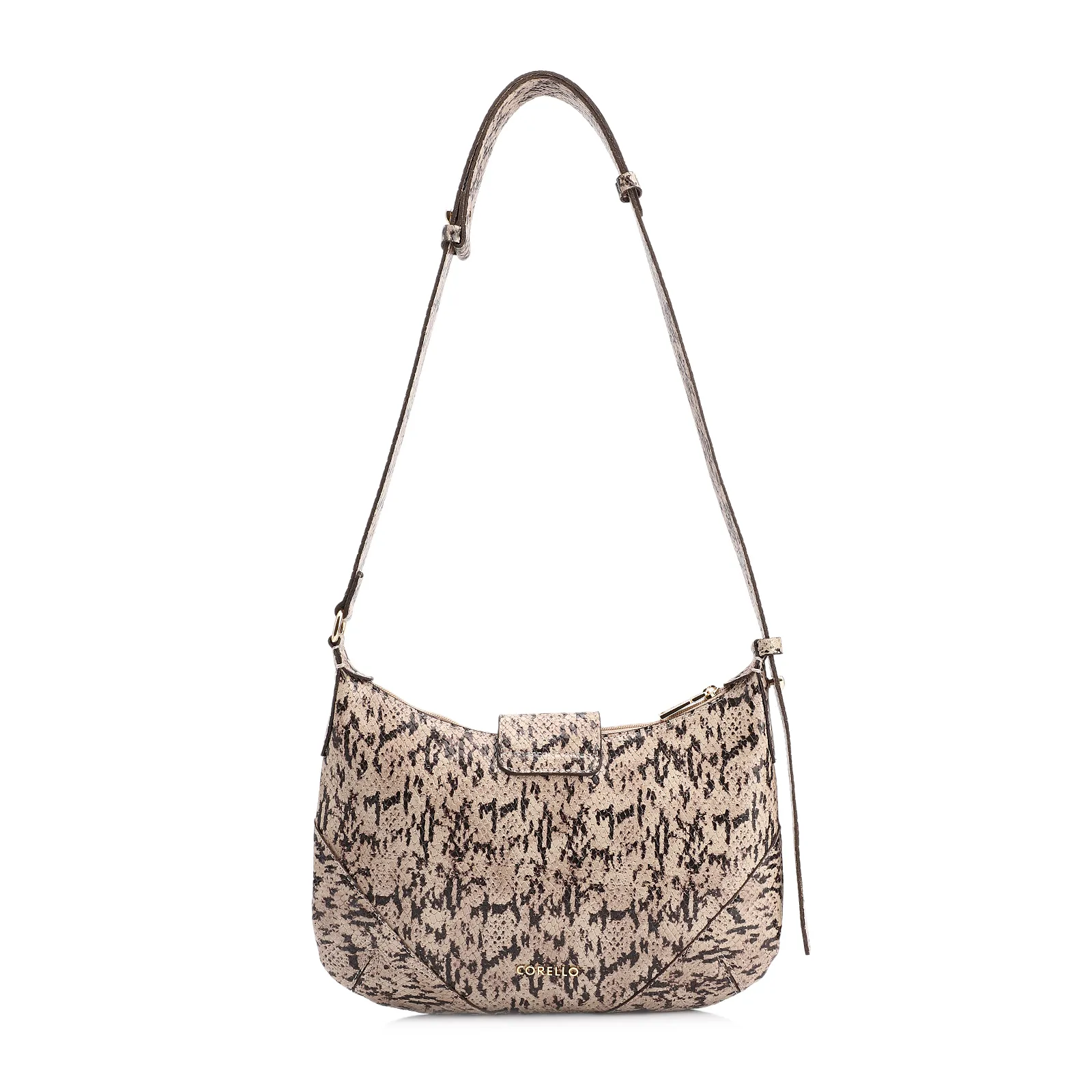Bolsa De Ombro Alt Python Bege/Preto