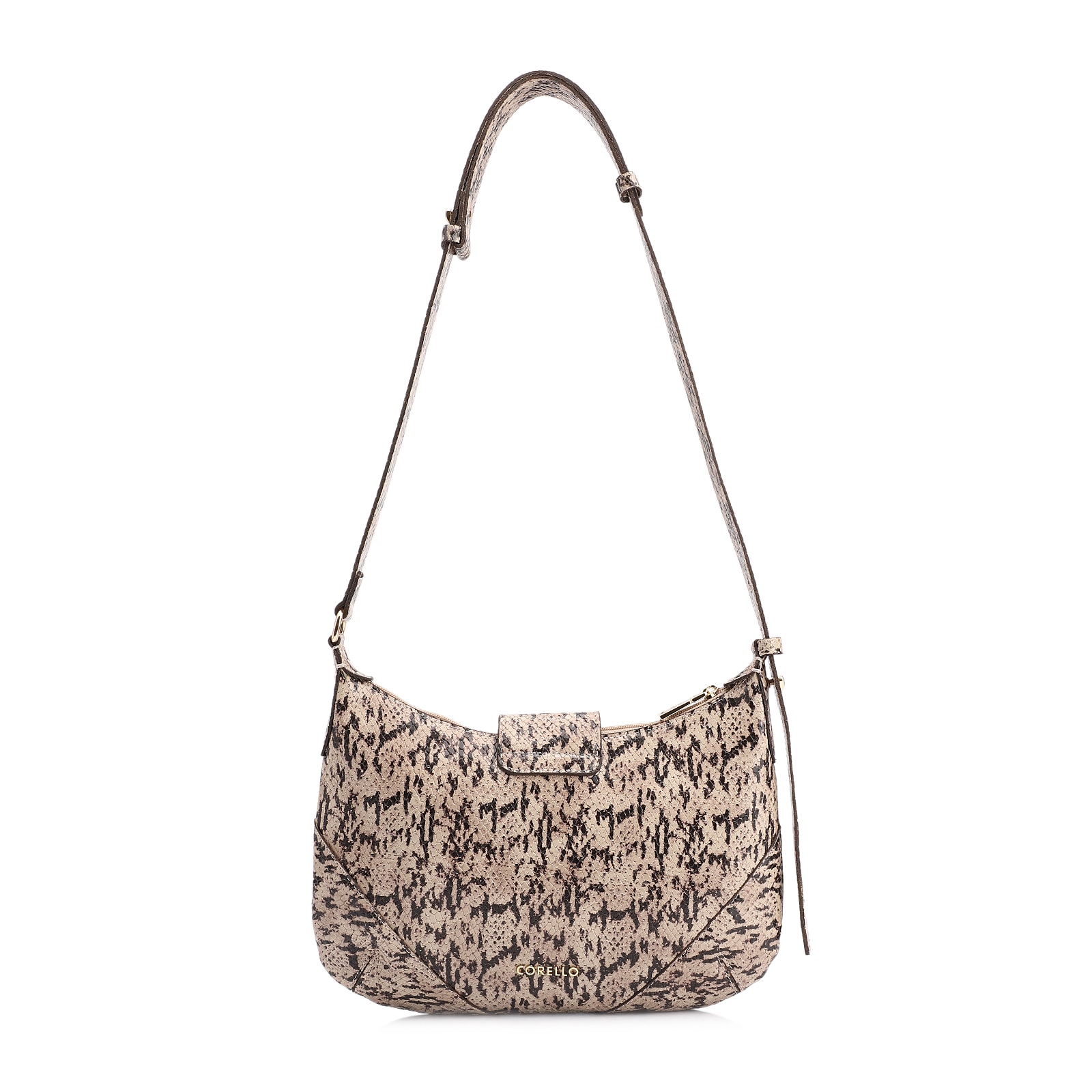 Bolsa De Ombro Alt Python Bege/Preto