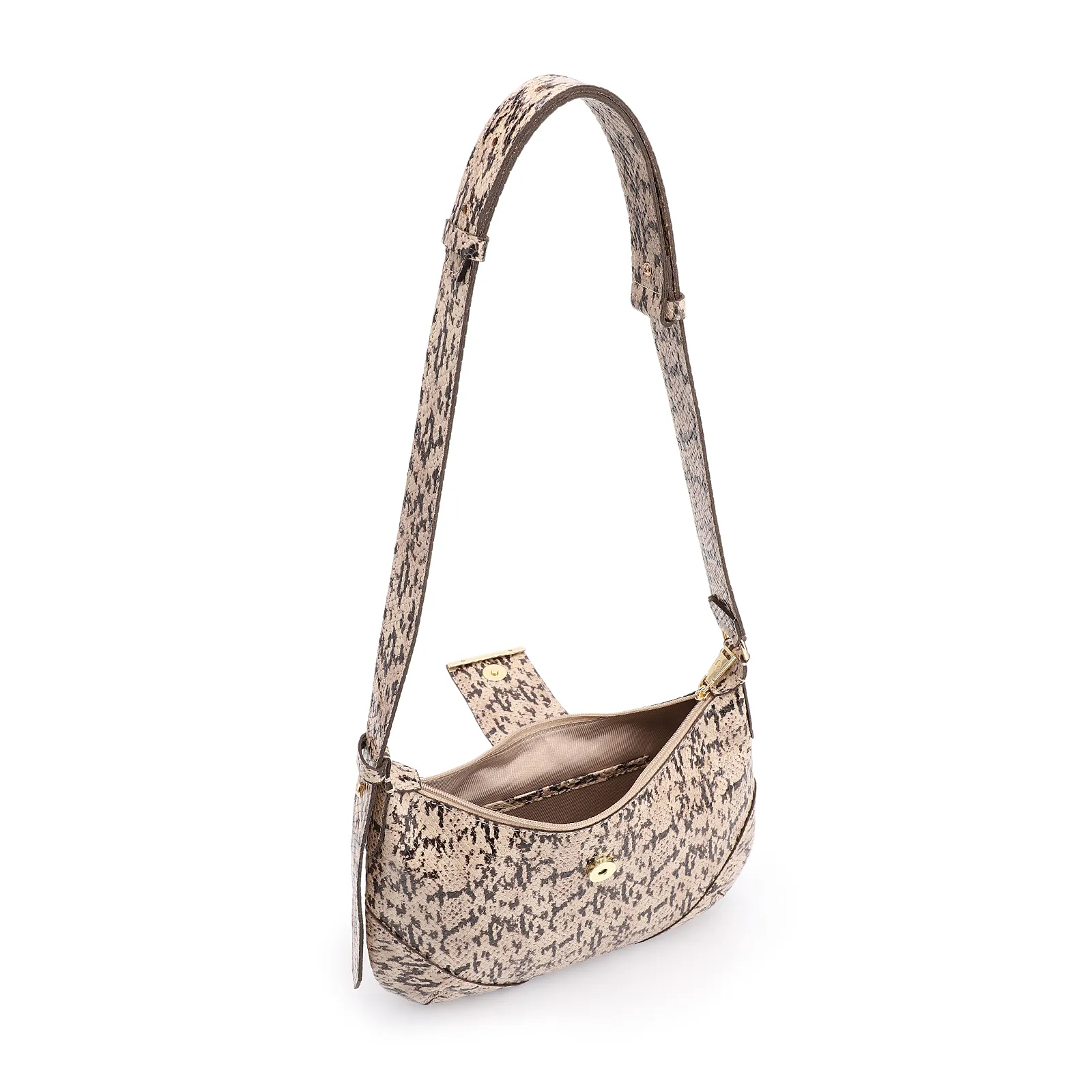 Bolsa De Ombro Alt Python Bege/Preto