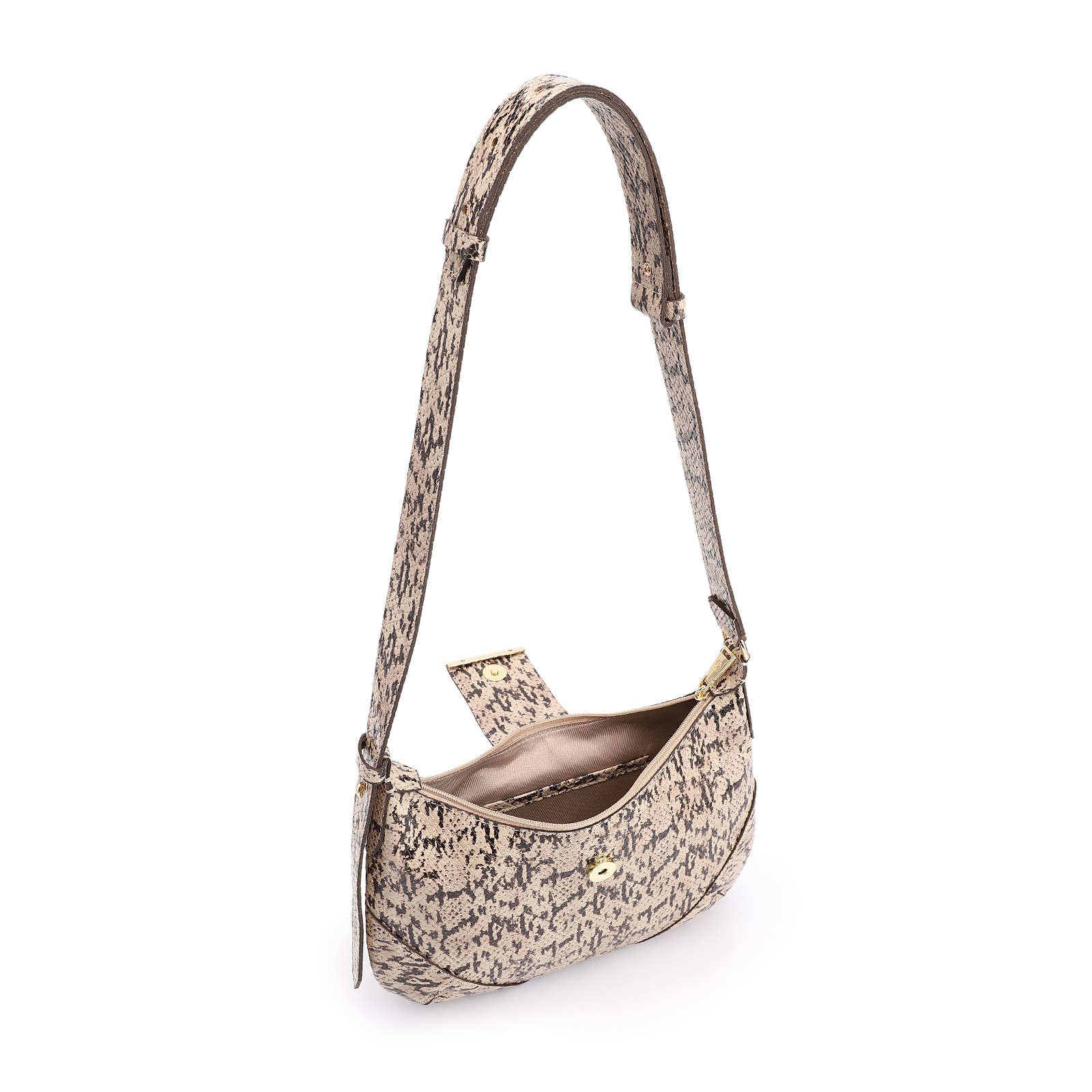 Bolsa De Ombro Alt Python Bege/Preto