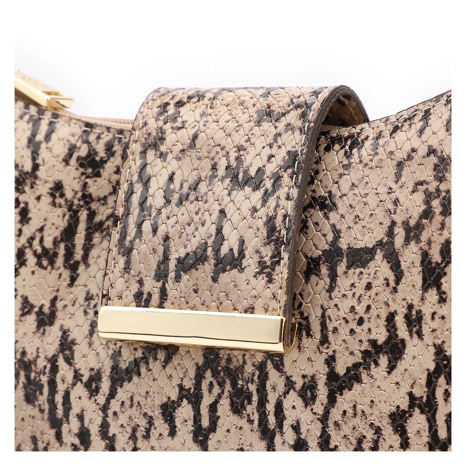 Bolsa De Ombro Alt Python Bege/Preto