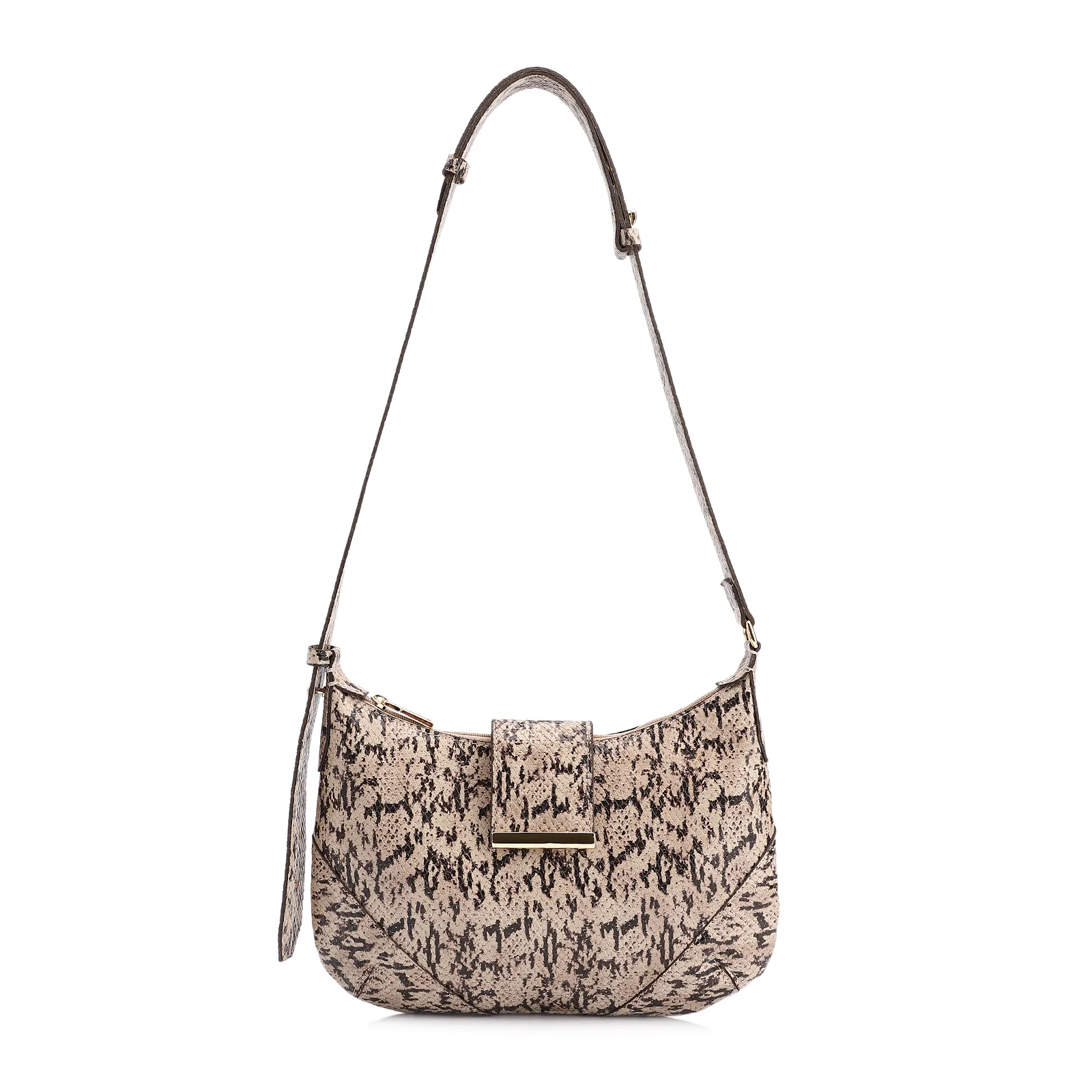 Bolsa De Ombro Alt Python Bege/Preto