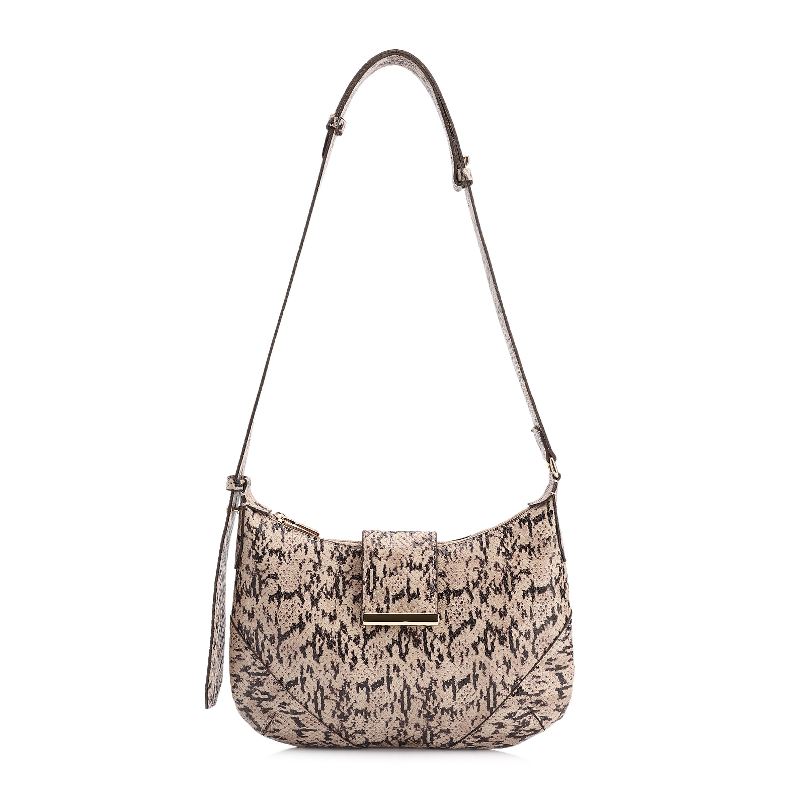 Bolsa De Ombro Alt Python Bege/Preto