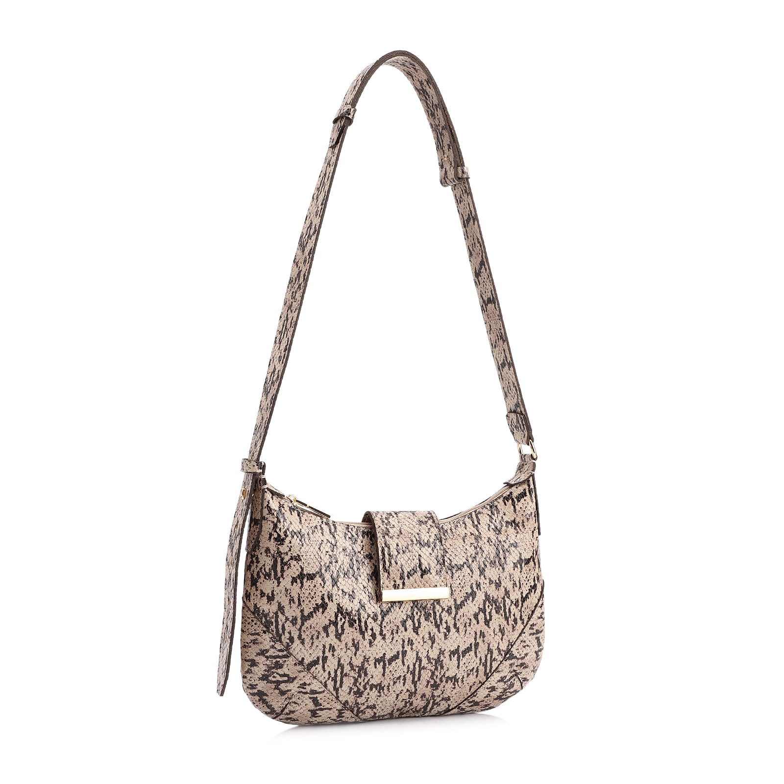 Bolsa De Ombro Alt Python Bege/Preto