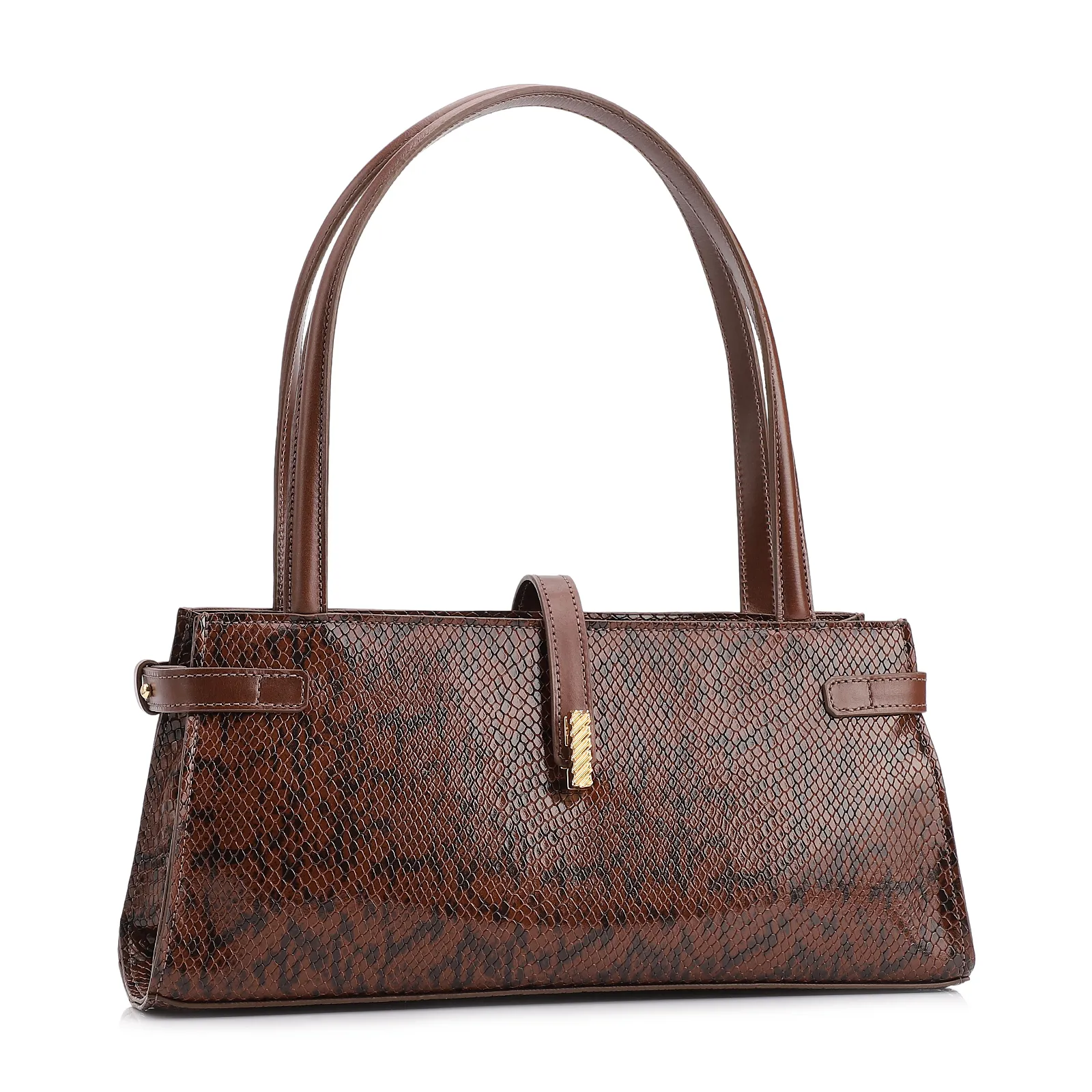Bolsa De Ombro Alt Python Marrom/Couro Marrom