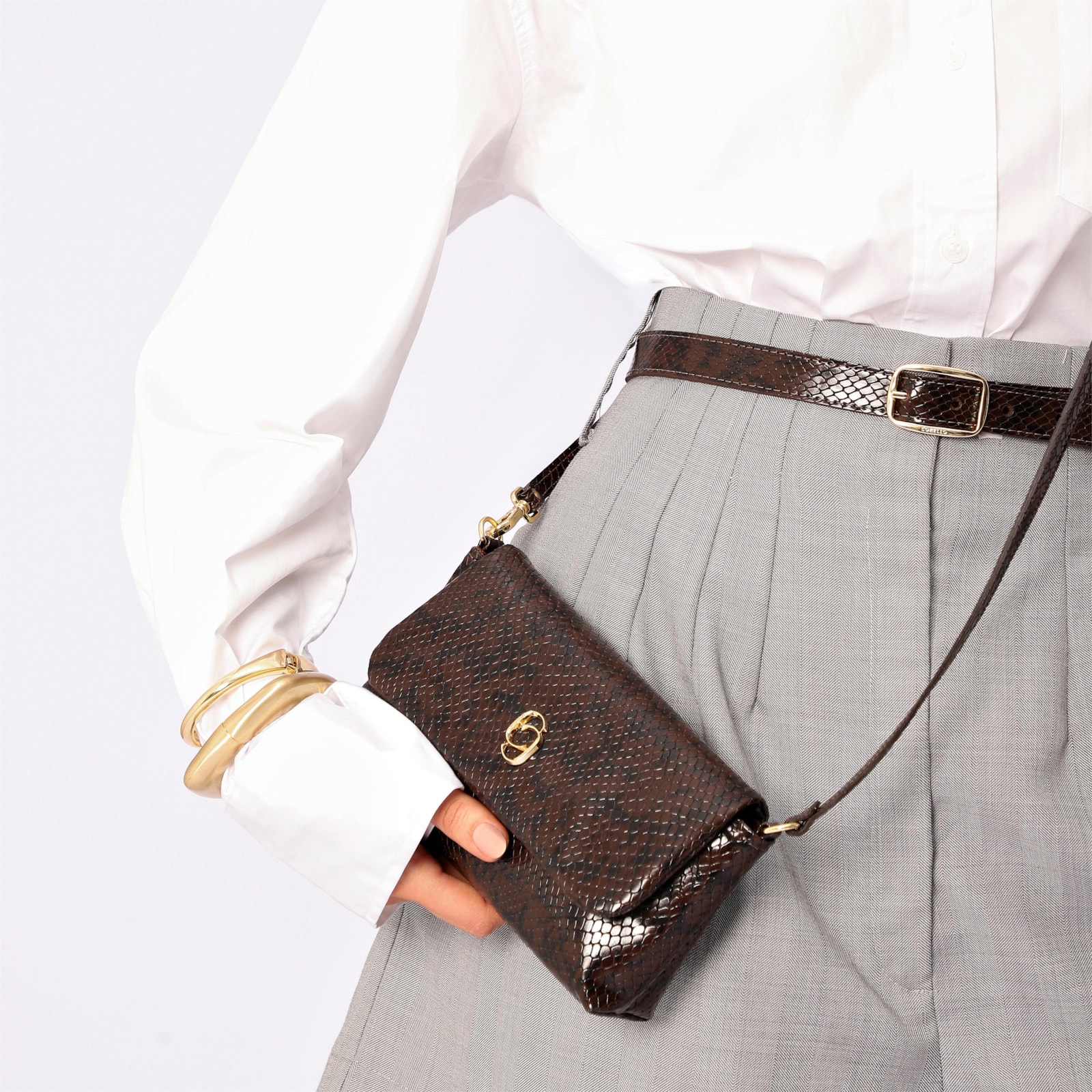 Bolsa De Ombro Alt Python Marrom Escuro
