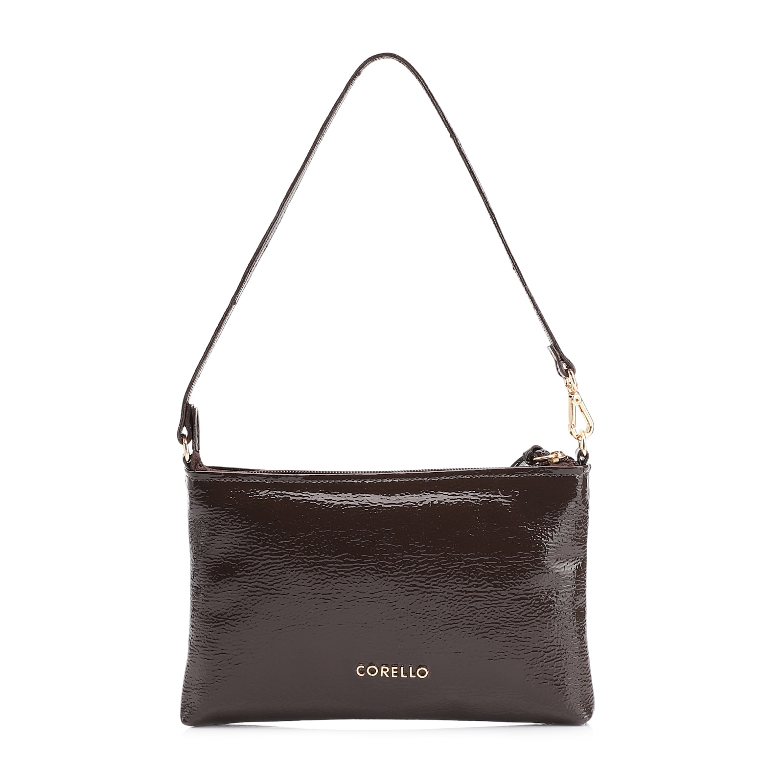 Bolsa De Ombro Alt Verniz Marrom Escuro