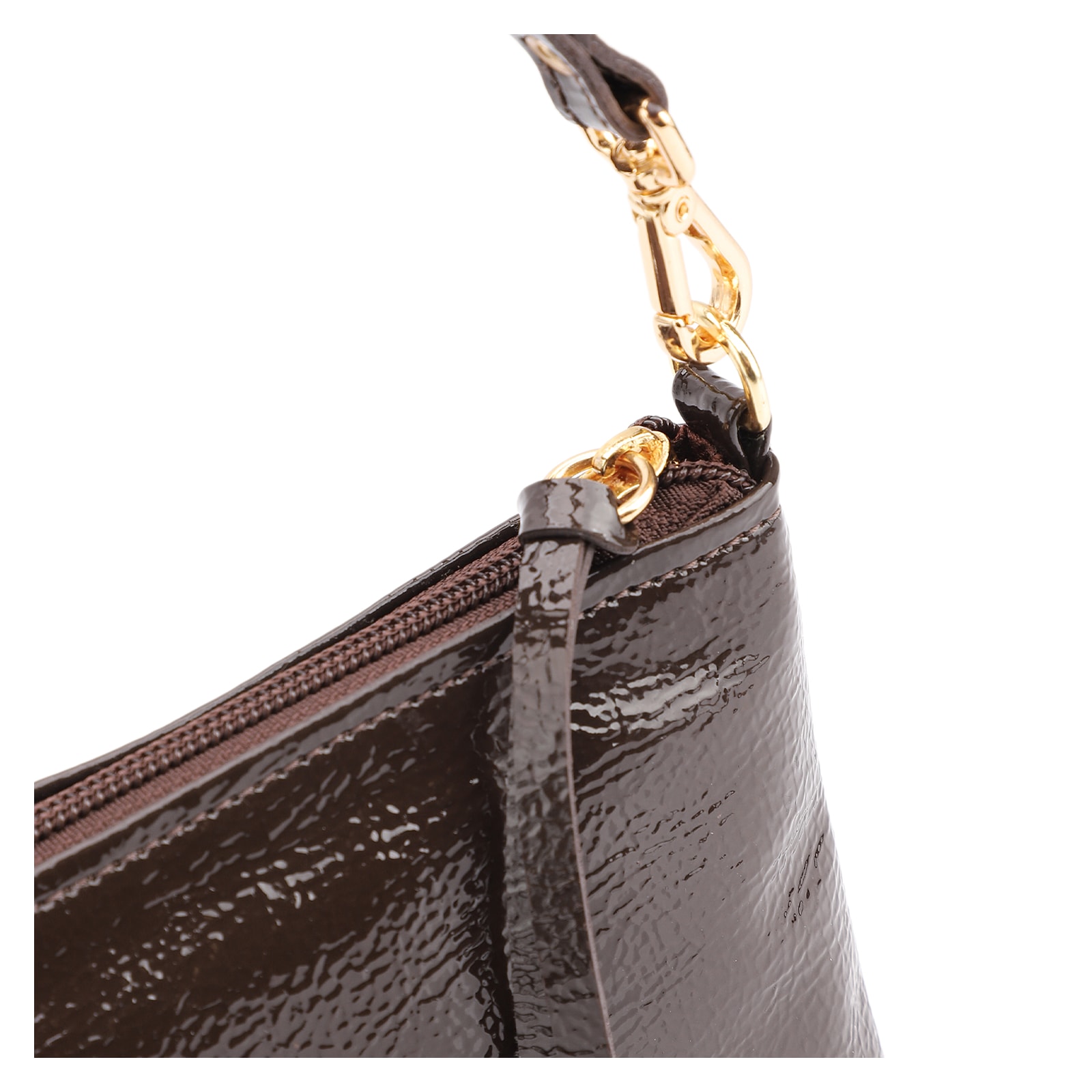 Bolsa De Ombro Alt Verniz Marrom Escuro