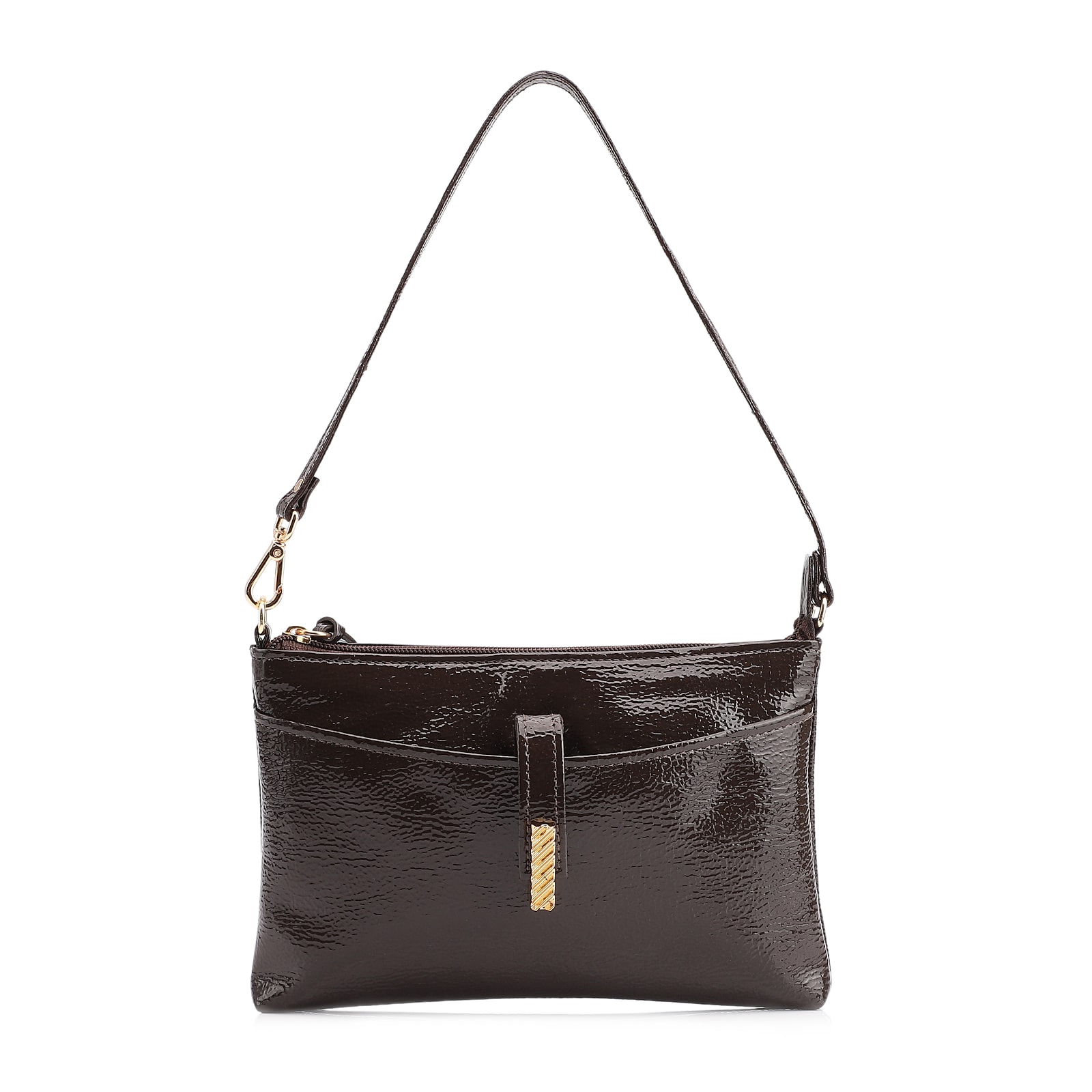 Bolsa De Ombro Alt Verniz Marrom Escuro
