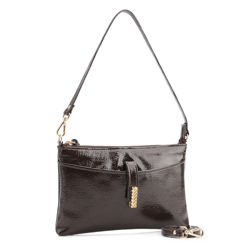 Bolsa De Ombro Alt Verniz Marrom Escuro - imagem 2