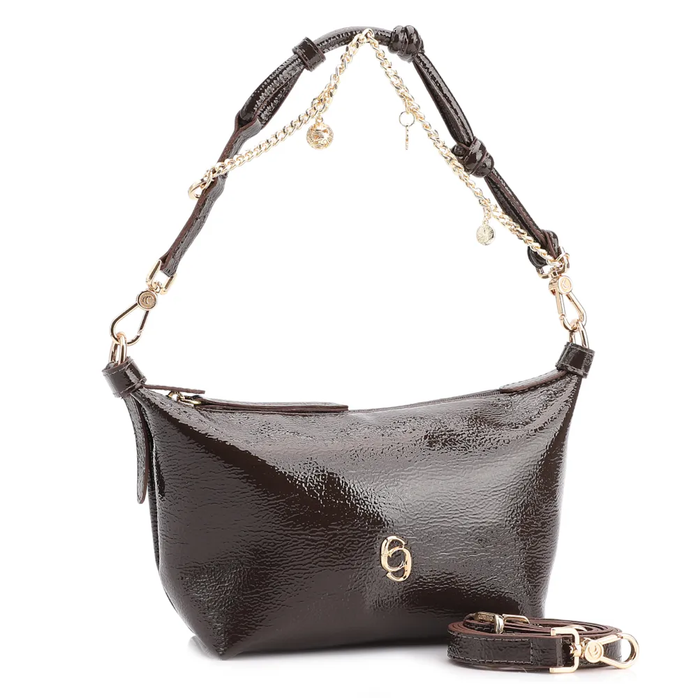 Bolsa De Ombro Alt Verniz Marrom Escuro - imagem 3