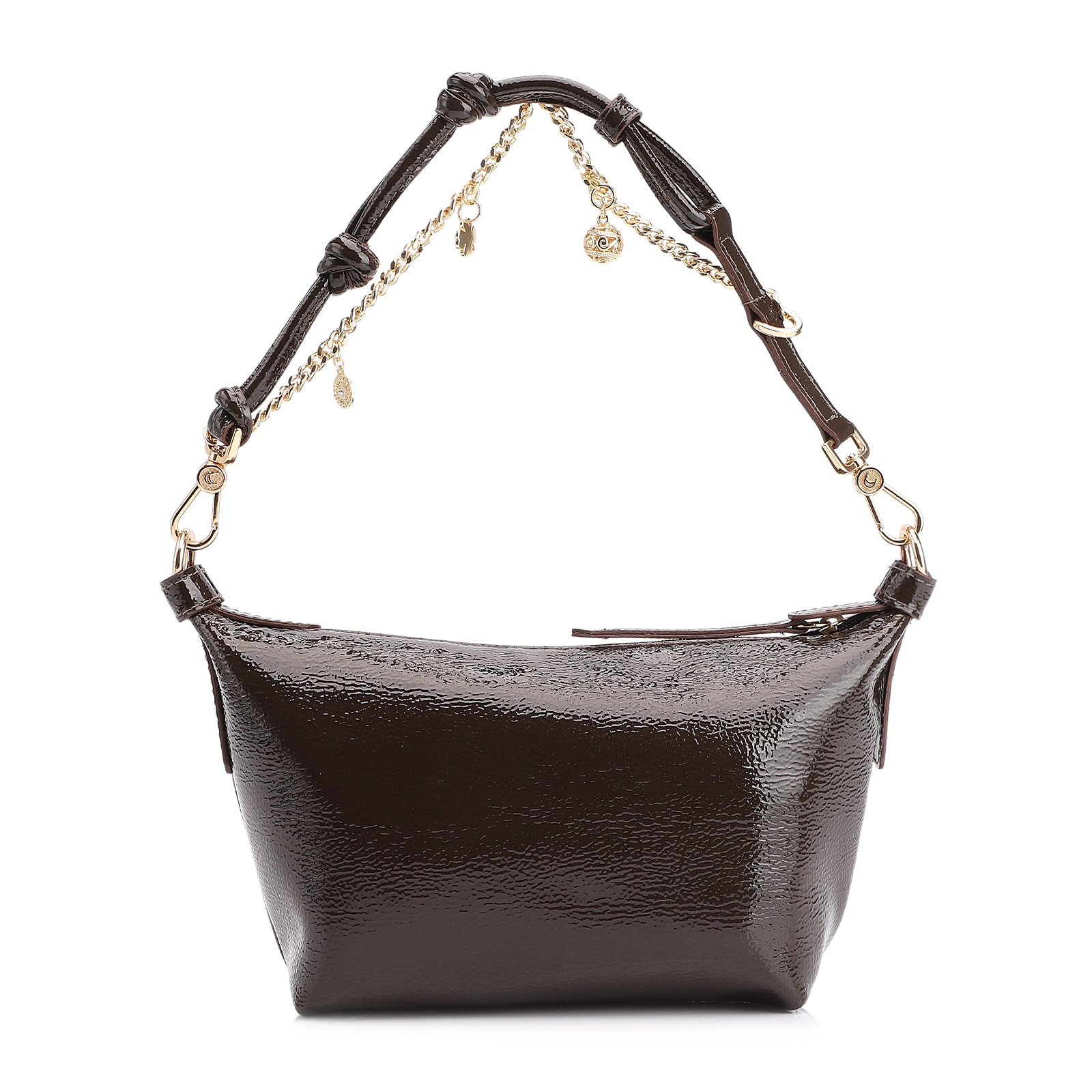 Bolsa De Ombro Alt Verniz Marrom Escuro